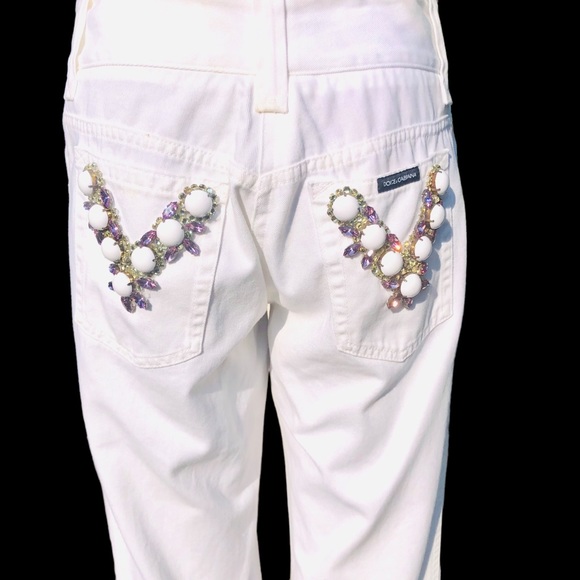 Dolce Gabbana white jeans with crystals Sz 30 x 32 - Picture 6 of 16